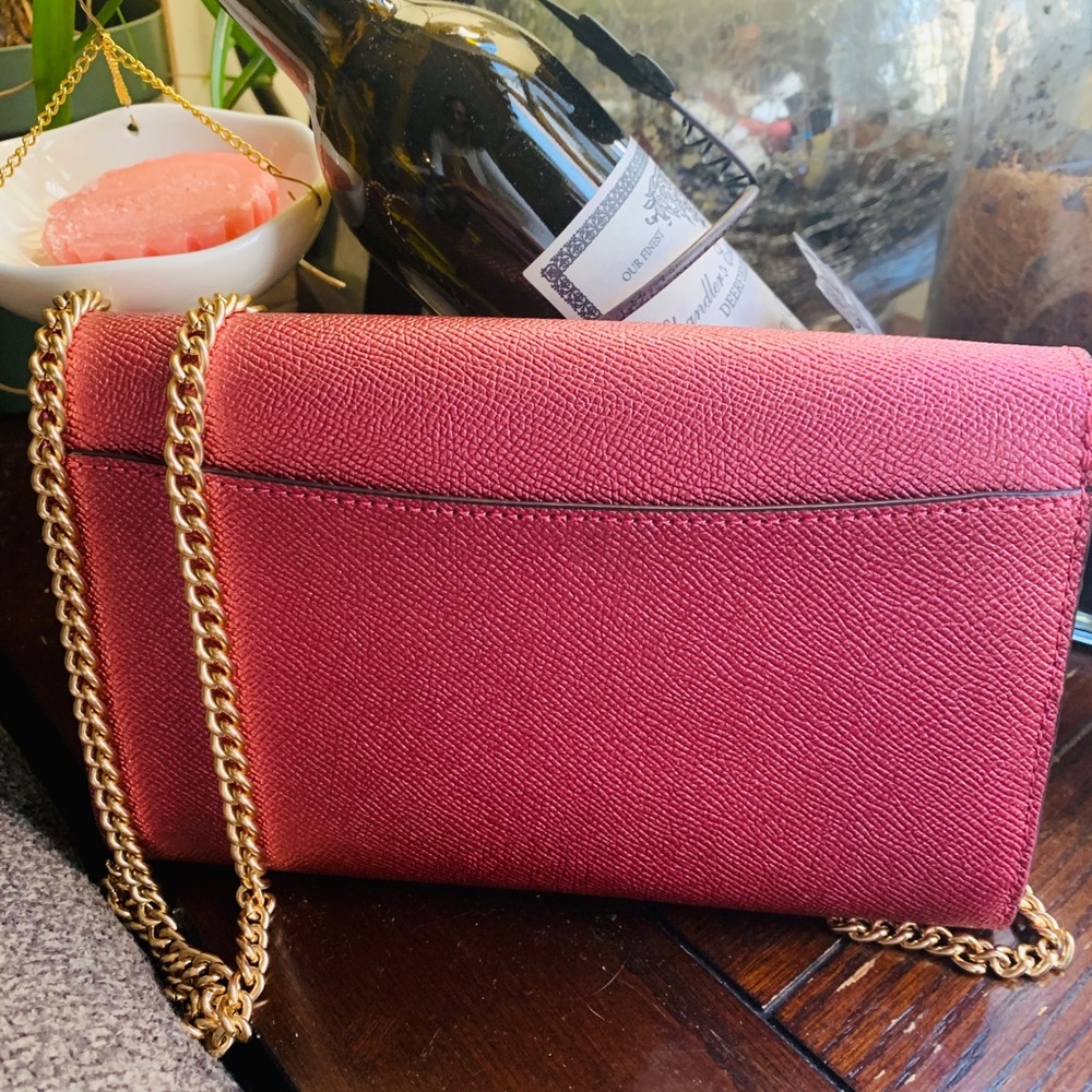 Authentic Coach metallic Crossgrain leather turnlock flap wristlet/Crosby - Picture 6 of 15